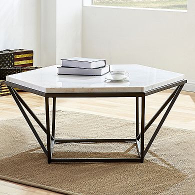 Steve Silver Co. Corvus White Marble-Top Cocktail Table
