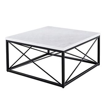 Steve Silver Co. Skyler White Marble-Top Square Cocktail Table