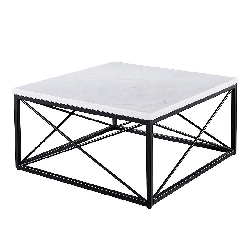 Steve Silver Co. Skyler White Marble-Top Square Cocktail Table, Black