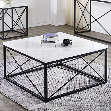 Steve Silver Co. Skyler White Marble-Top Square Cocktail Table