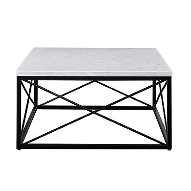 Steve Silver Co. Skyler White Marble-Top Square Cocktail Table