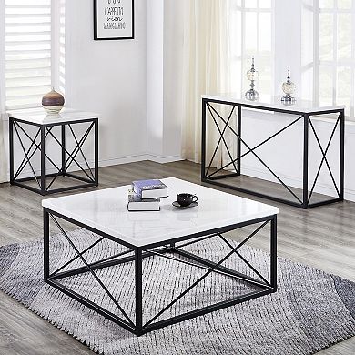Steve Silver Co. Skyler White Marble-Top Square Cocktail Table