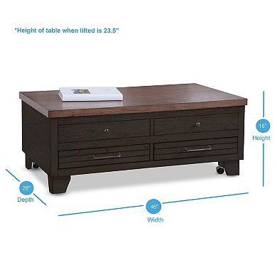 Steve Silver Co. Bear Creek Lift-Top Cocktail Table with Casters