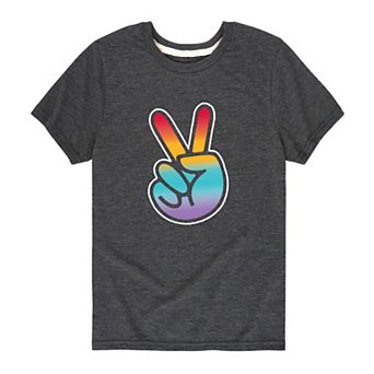 Boys 8-20 Rainbow Peace Hand Graphic Tee