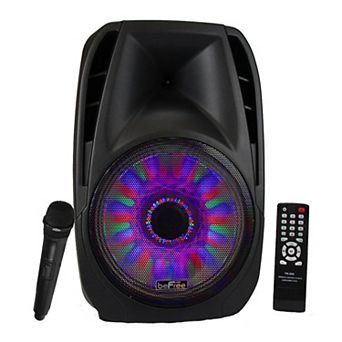 beFree Sound 15-Inch Portable Bluetooth Speaker with Sound/Volume Reactive Lights