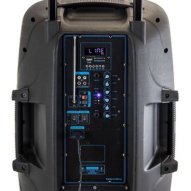 beFree Sound 15-Inch Portable Bluetooth Speaker with Sound/Volume Reactive Lights