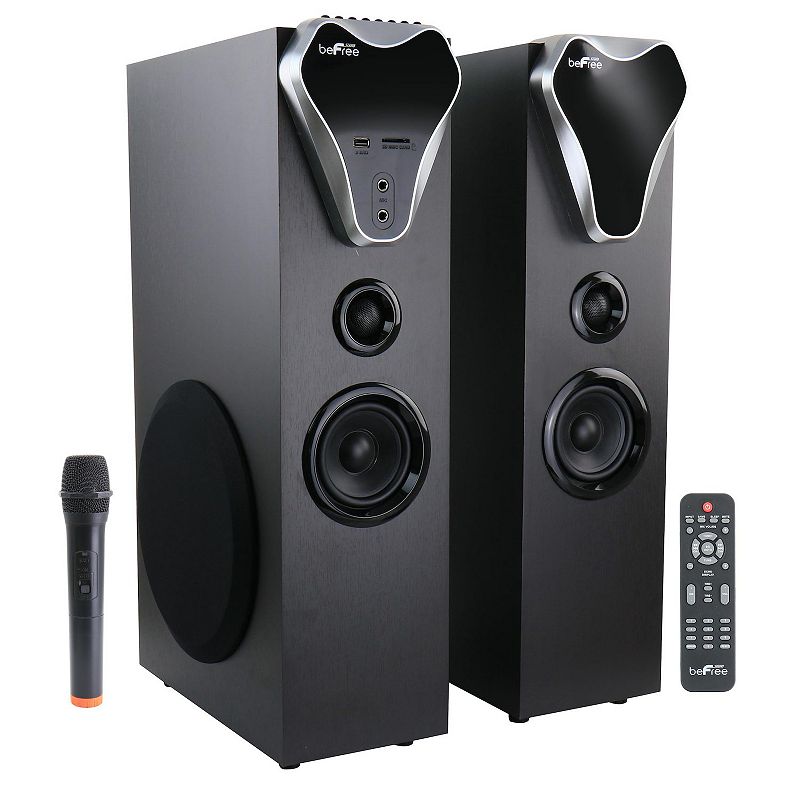 beFree Sound 2.1 Channel Bluetooth Tower Speakers with Optical Input, Black