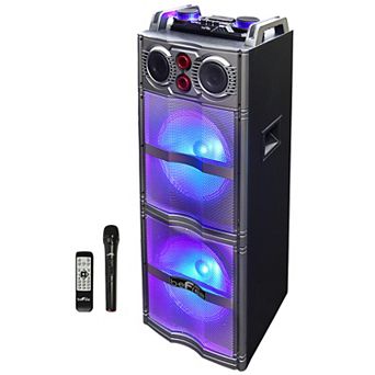 beFree Sound Double 10-Inch Subwoofer Bluetooth Party Speaker with Reactive Lights