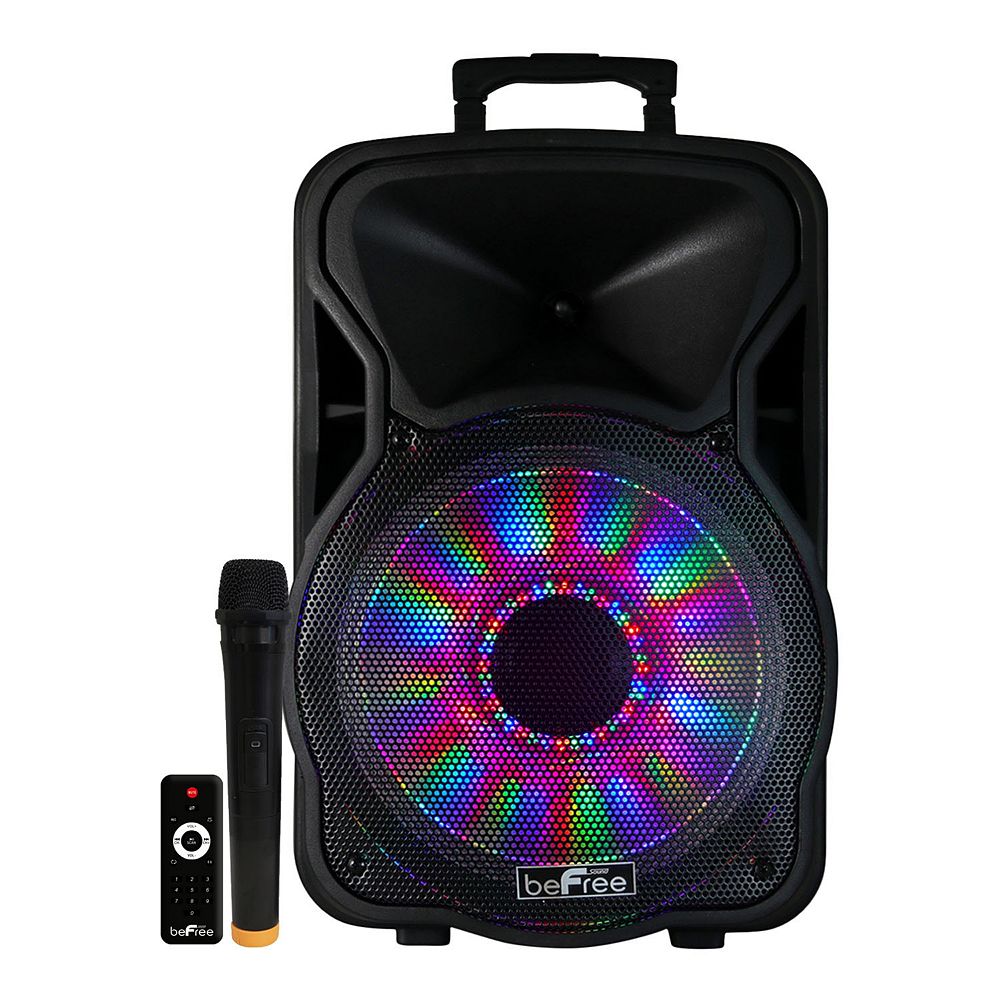beFree Sound 12-Inch 2500 Watt Bluetooth Rechargeable Portable Party PA Speaker with Illuminating Lights