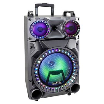beFree Sound Rechargeable 12-Inch Bluetooth Portable Party Speaker with Party Lights