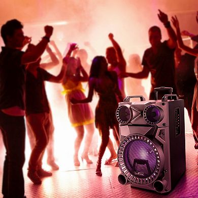 beFree Sound Rechargeable 12-Inch Bluetooth Portable Party Speaker with Party Lights