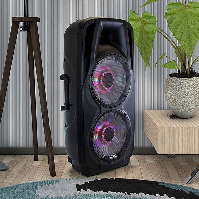 beFree Sound Double 12-Inch Subwoofer Portable Bluetooth Party PA Speaker