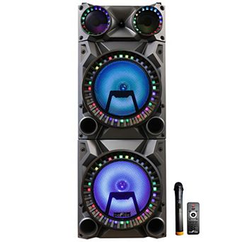 beFree Sound Rechargeable Bluetooth 12-Inch Double Subwoofer Portable Party Speaker