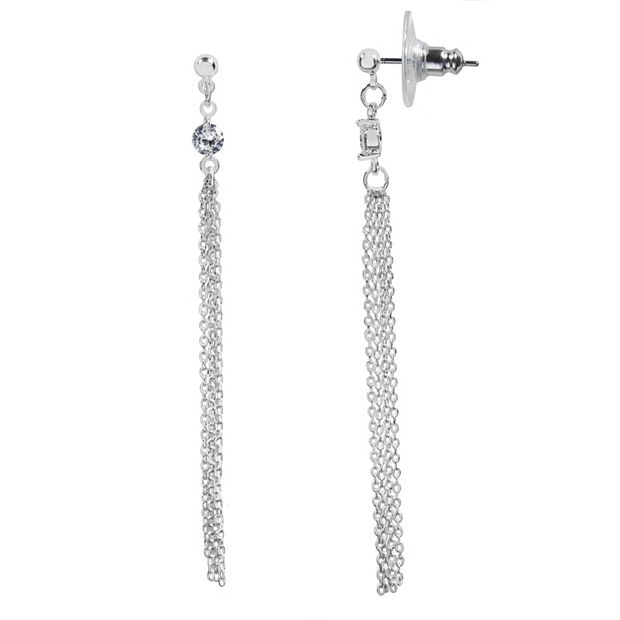 LC Lauren Conrad Cubic Zirconia Nickel Free Chain Tassel Drop Earrings