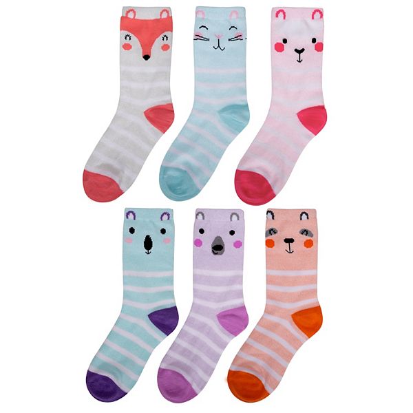 Girls SO® 6-Pack Patterned Crew Socks