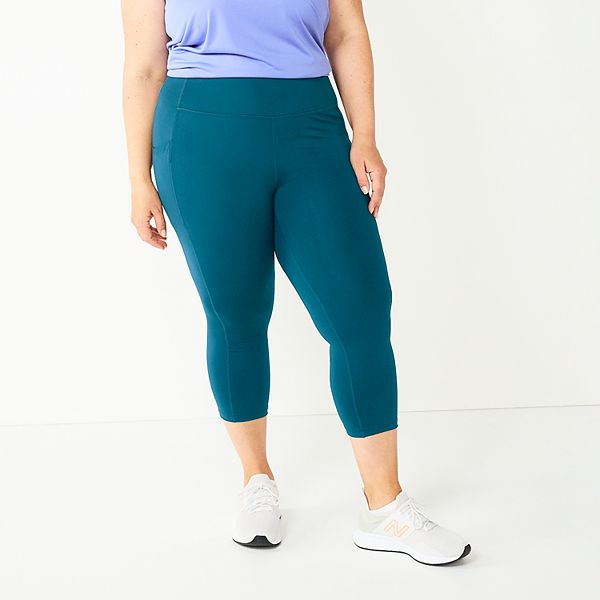 Plus Size Tek Gear® Ultrastretch Pocket High-Waisted Capri Leggings - Blue Crayon (1X)