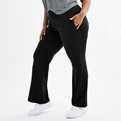  Womens Tek Gear Base Knit Bungee Hem Workout Pants Size Large  Dark Grey
