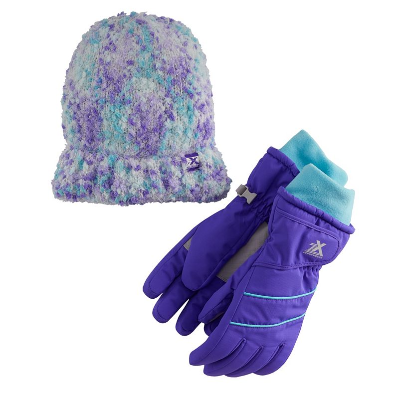Girls ZeroXposur Cher Beanie & Gloves Set, Size: Small-Medium, Dark Blue