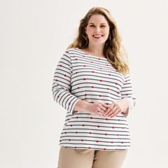 Karen Scott Plus Size Honolulu Stripes Boat-Neck Top, Created for