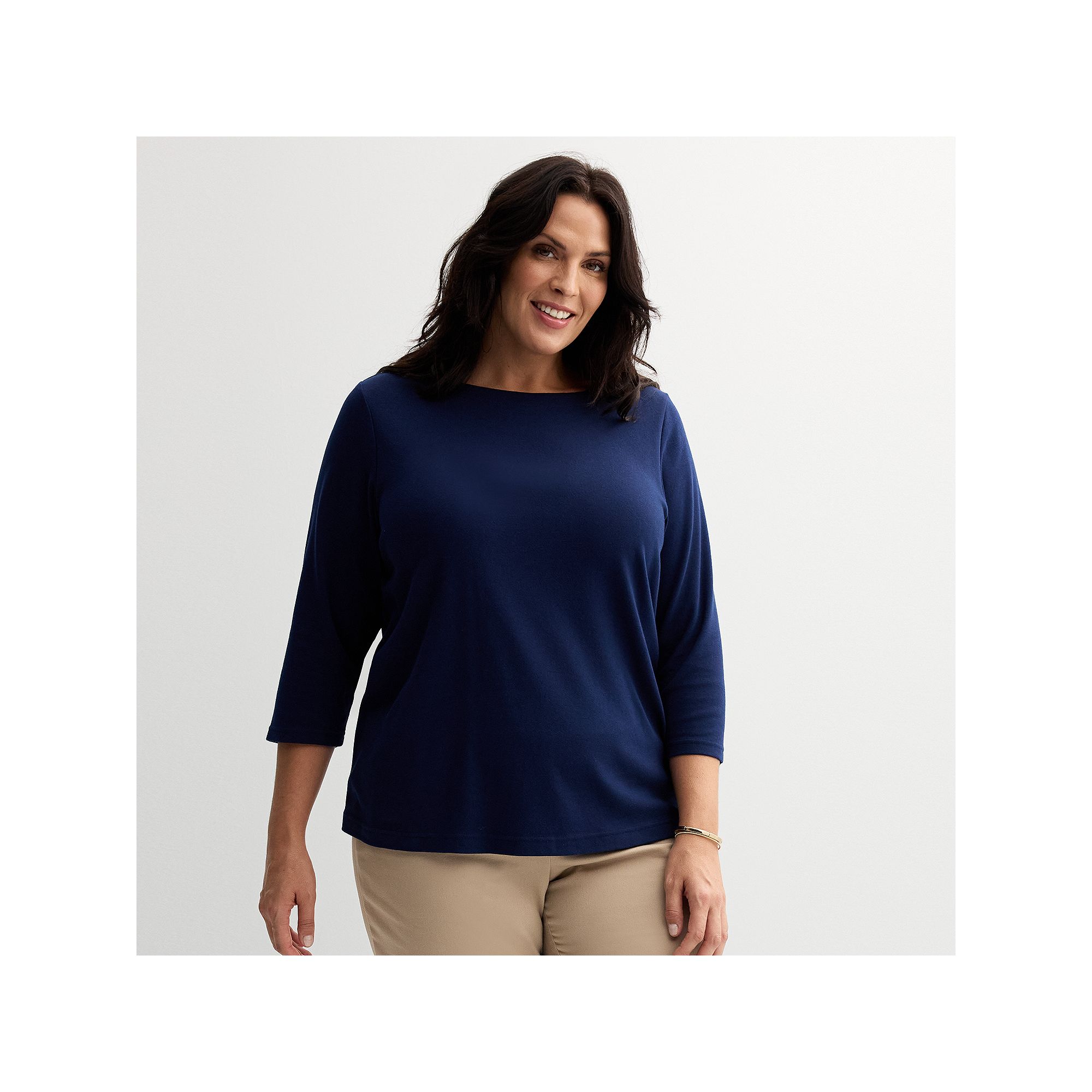 Plus Size Croft & Barrow® Boatneck Top, Womens, Size: 0X, Blue