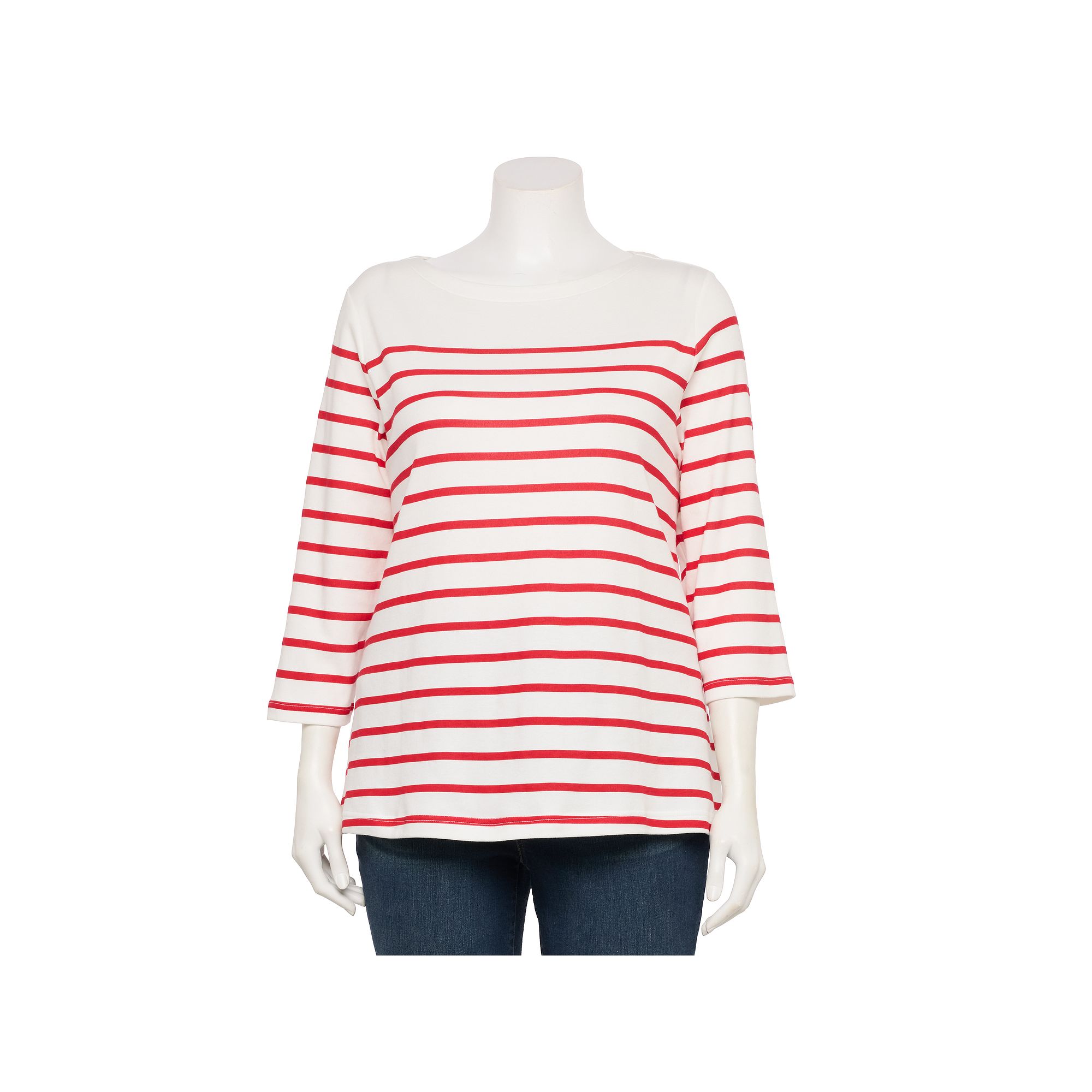 Plus Size Croft & Barrow® Boatneck Top, Womens, Size: 0X, Red Stripe