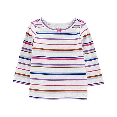 Baby Girl Carter's Striped Tee, Corduroy Jumper, & Tights Set
