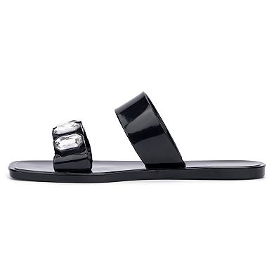 New York & Company Chantelle Women's Gem Jelly Slide Sandals