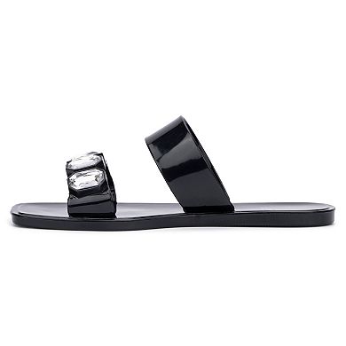 New York & Company Chantelle Women's Gem Jelly Slide Sandals