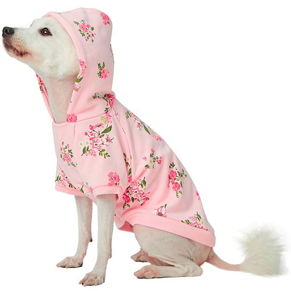 Blueberry Pet Spring Scent Inspired Daisy Flower Pullover Dog Hooded Sweatshirt - Baby Pink - 14"