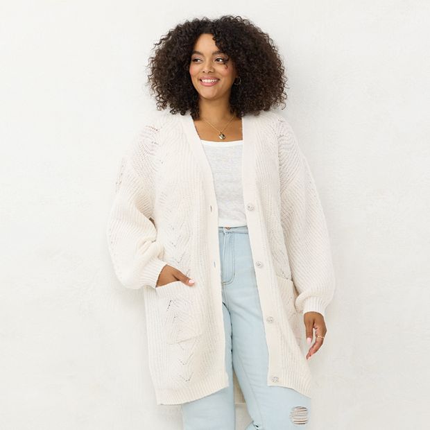 Plus Size LC Lauren Conrad Elongated Cardigan