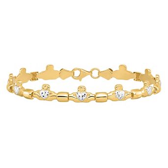 14k Gold Claddagh Polished Link Bracelet