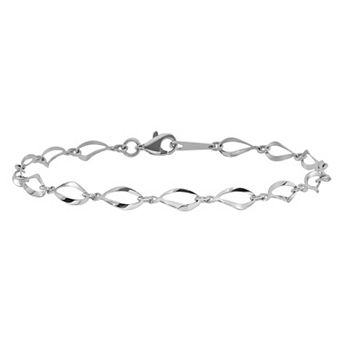 14k White Gold Polished Fancy Link Bracelet