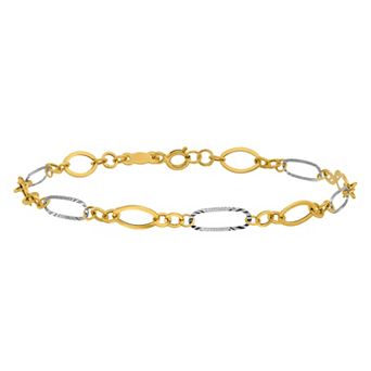 Two Tone 14k Gold Oval Link Bracelet