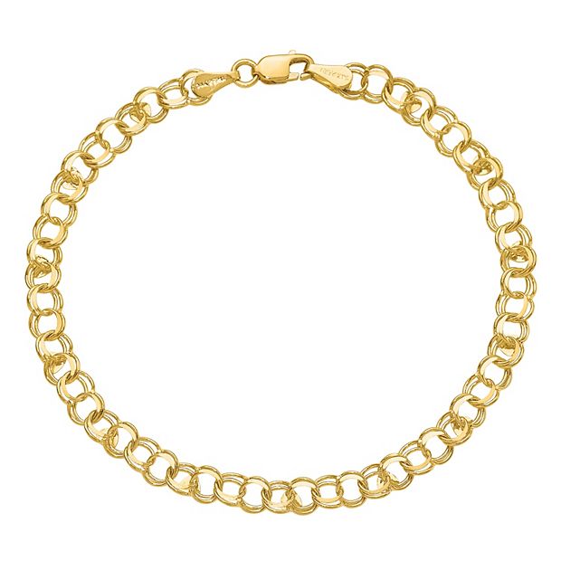 14k Gold Double Link Charm Bracelet