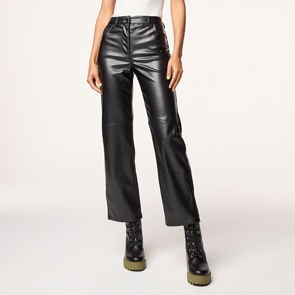 Women's INTEMPO Straight-Leg Crop Pleather Pants