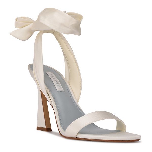 Nine West Kelsie Women's Heeled Dress Sandals - Ivory Satin (6)