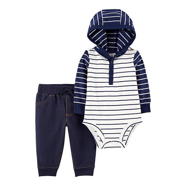 Carter's Baby 2-Piece Striped Hooded Bodysuit Pant Set