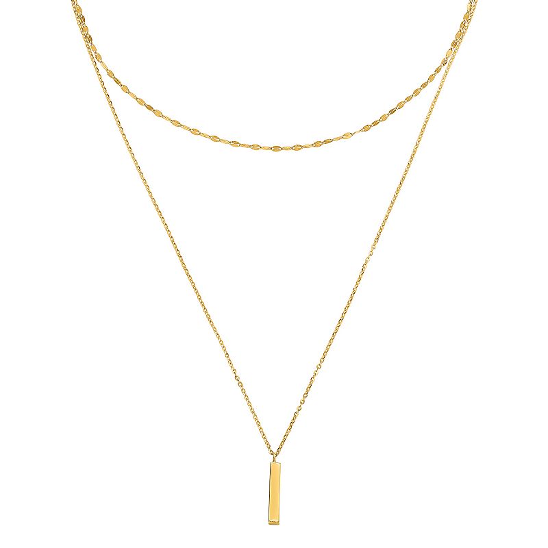 14k Gold Polished Adjustable Double Layer Choker Necklace, Womens, Size: 