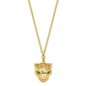 Polished 14k Gold & Green Enamel Tiger Necklace