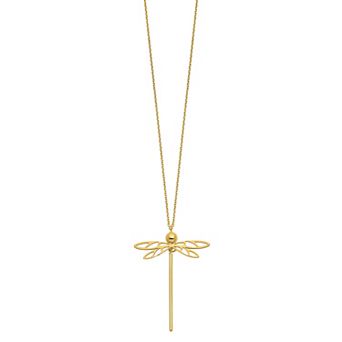 Polished 14k Gold Dragonfly Necklace