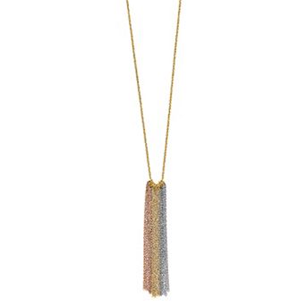 14k Gold Tri-Tone Chain Fringe Necklace