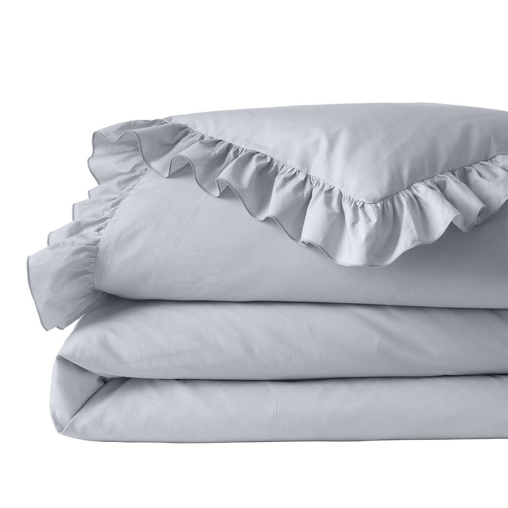 Lands' End 200 Thread Count Cotton Crisp & Cool Percale Ruffled Duvet ...