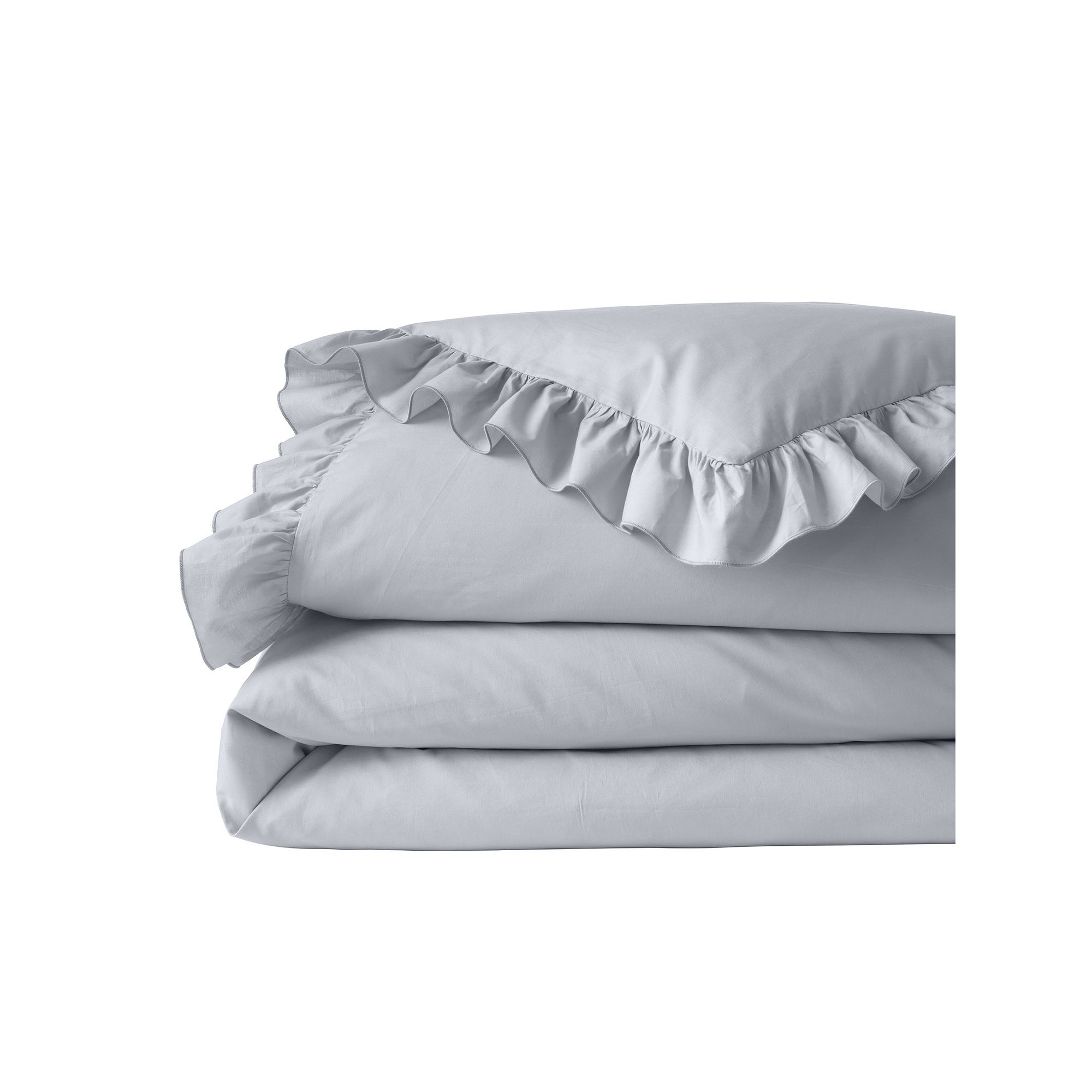 Lands End 200 Thread Count Cotton Crisp & Cool Percale Ruffled Duvet Cover