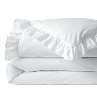 Lands' End 200 Thread Count Cotton Crisp & Cool Percale Ruffled Duvet Cover or Sham