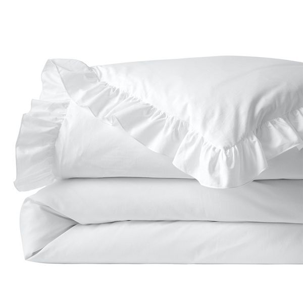 Lands' End 200 Thread Count Cotton Crisp & Cool Percale Ruffled Duvet