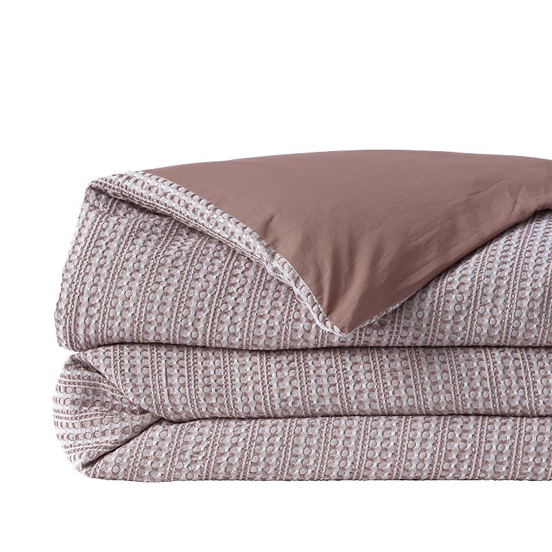 Lands End Matelasse Textured Stripe Duvet Cover or Pillow Sham, Pink, EURO