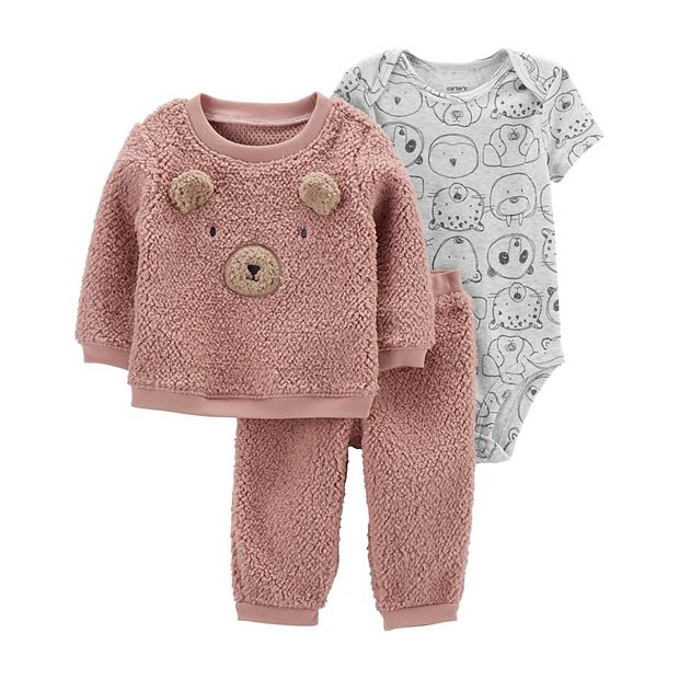 Baby Girls Carter's 3-Piece Bear Sherpa Outfit Set