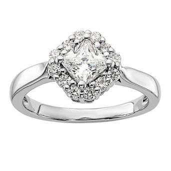 Diamonore Sterling Silver Cubic Zirconia Halo Ring