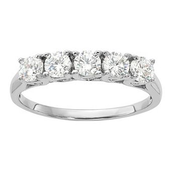 Diamonore Sterling Silver Cubic Zirconia 5-Stone Ring