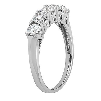Diamonore Sterling Silver Cubic Zirconia 5-Stone Ring